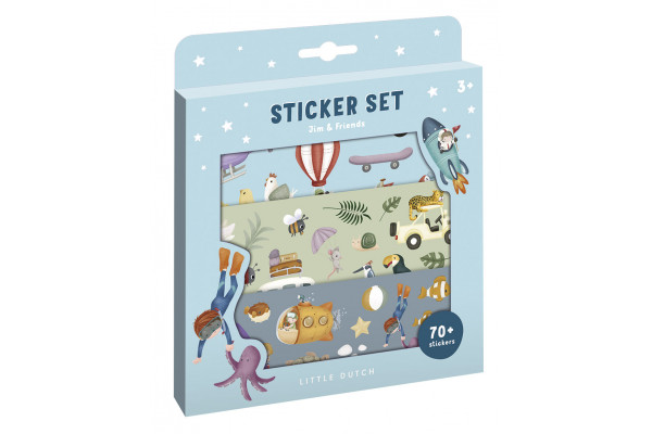 Little Dutch uzlīmju komplekts "Džims un draugi", Little Dutch Stickers set ´Jim & Friends´